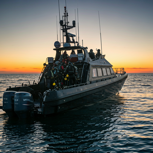 Diver looking at deep blue